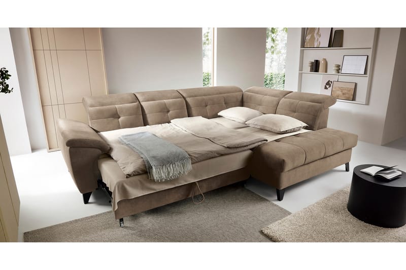 Inferne 5-sits Soffa med Schäslong Mörkbeige - Möbler - Vardagsrum - Soffor - Divansoffa & schäslong