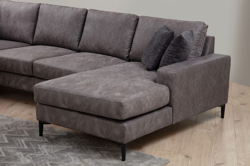 KAMMELLE Soffa m. Divan och Schäslong 4-sits Antracit - Möbler - Vardagsrum - Soffor - U-soffor