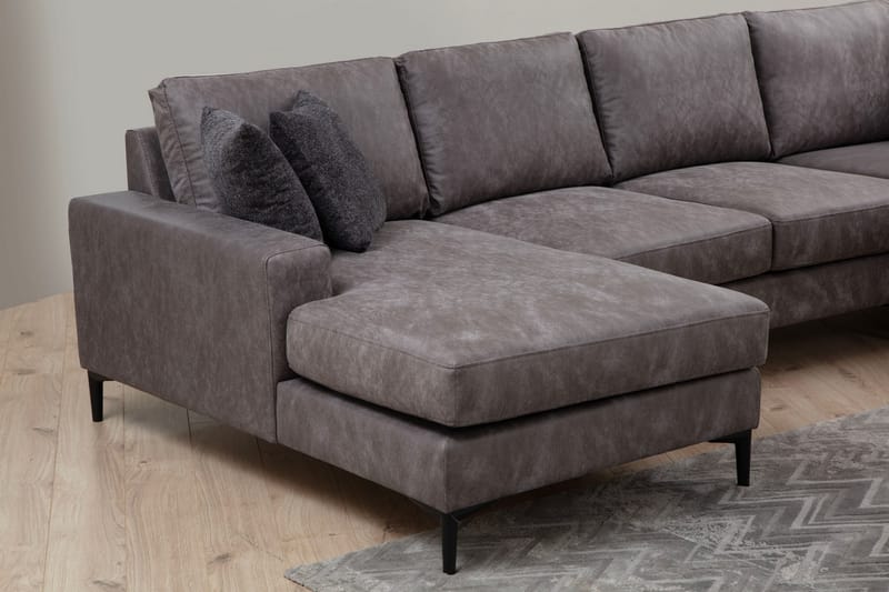 KAMMELLE Soffa m. Divan och Schäslong 4-sits Antracit - Möbler - Vardagsrum - Soffor - U-soffor