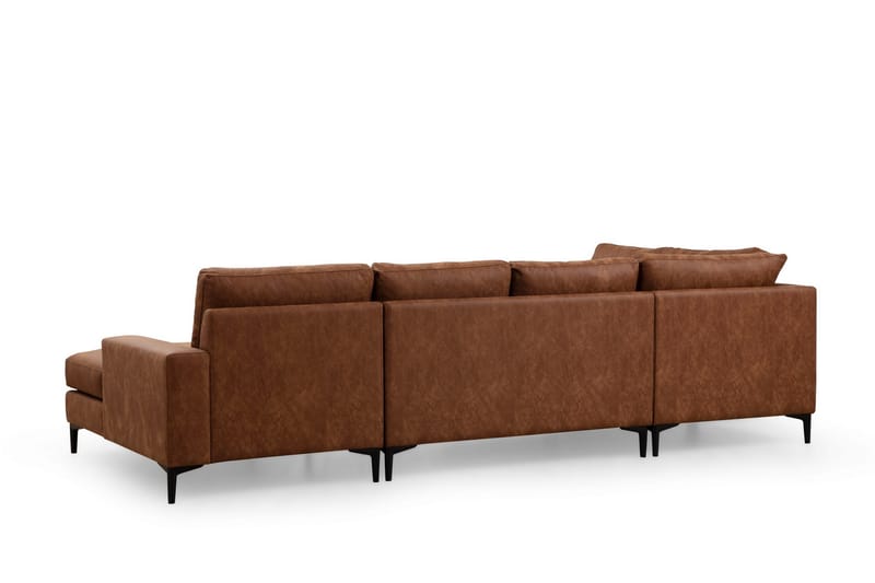 KAMMELLE Soffa m. Divan och Schäslong 4-sits Brun - Möbler - Vardagsrum - Soffor - U-soffor