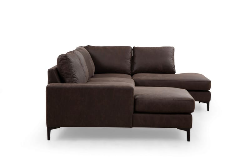 KAMMELLE Soffa m. Divan och Schäslong 4-sits Mörkbrun - Möbler - Vardagsrum - Soffor - U-soffor