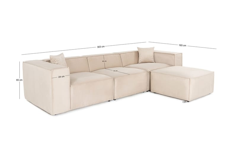 Kaolins Soffa med Divan 3-sits - Cream - Möbler - Vardagsrum - Soffor - Divansoffa & schäslong