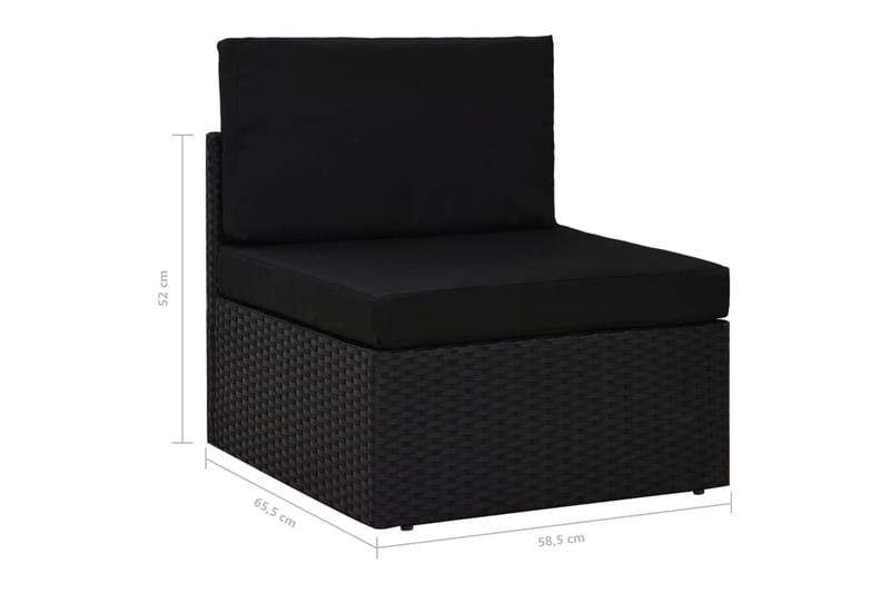 Modulsoffa 2-sits konstrotting svart - Svart - Utemöbler - Loungemöbler