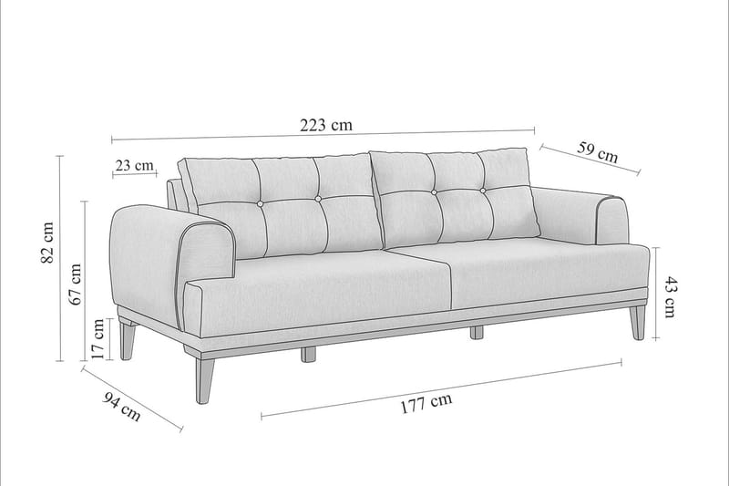 MUNDIN 3-sits Soffa Antracit - Möbler - Vardagsrum - Soffor - 3-sits soffor