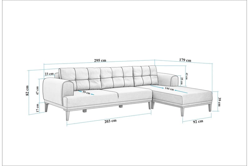 MUNDIN 4-sits Soffa med Divan Antracit - Möbler - Vardagsrum - Soffor - Divansoffa & schäslong