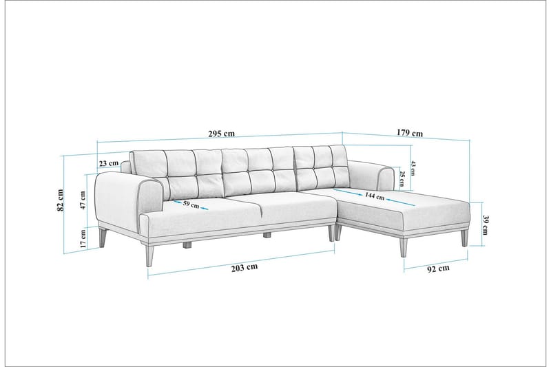 MUNDIN 4-sits Soffa med Divan Mörkblå - Möbler - Vardagsrum - Soffor - Divansoffa & schäslong