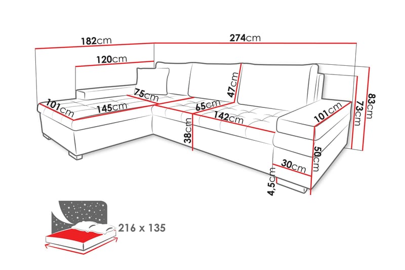 Naoma Soffa med Divan 3-sits - Vit - Möbler - Vardagsrum - Soffor - Divansoffa & schäslong