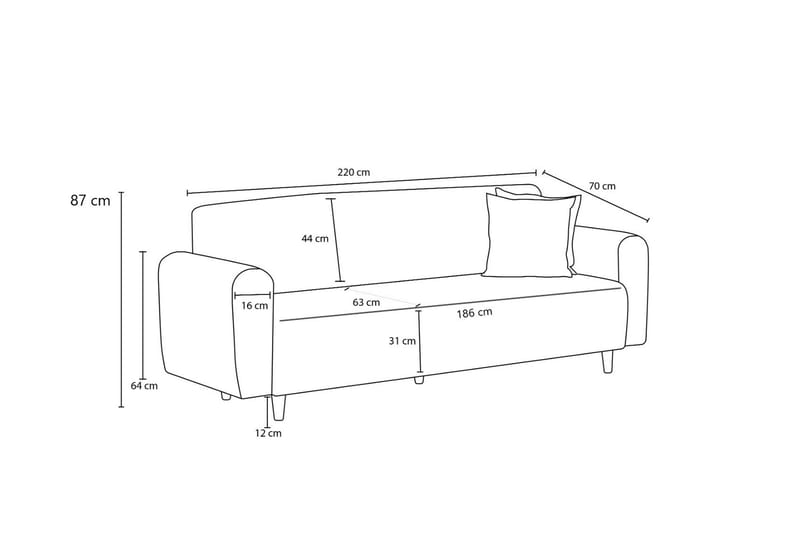 Noya 3-sits Soffa Antracit - Möbler - Vardagsrum - Soffor - 3-sits soffor