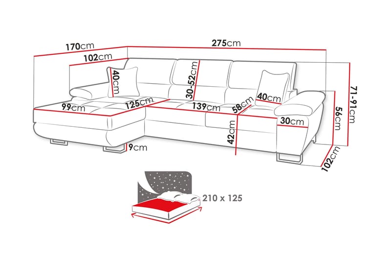 Reginia Soffa med Divan 3-sits - Beige - Möbler - Vardagsrum - Soffor - Divansoffa & schäslong