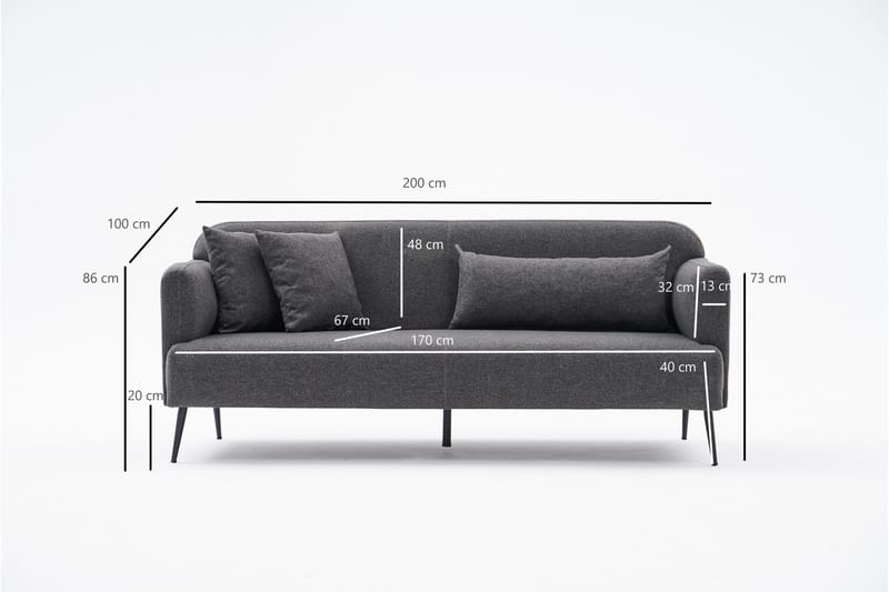 Revos 3-sits Soffa Antracit - Möbler - Vardagsrum - Soffor - 3-sits soffor