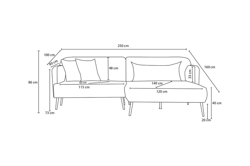 Revos 4-sits Soffa med Divan Antracit - Möbler - Vardagsrum - Soffor - Divansoffa & schäslong