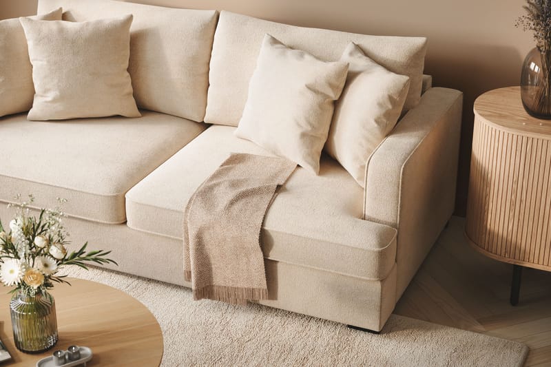 Rossi Djup 3-sits Sammetssoffa - Ljus Beige - Möbler - Vardagsrum - Soffor - 3-sits soffor