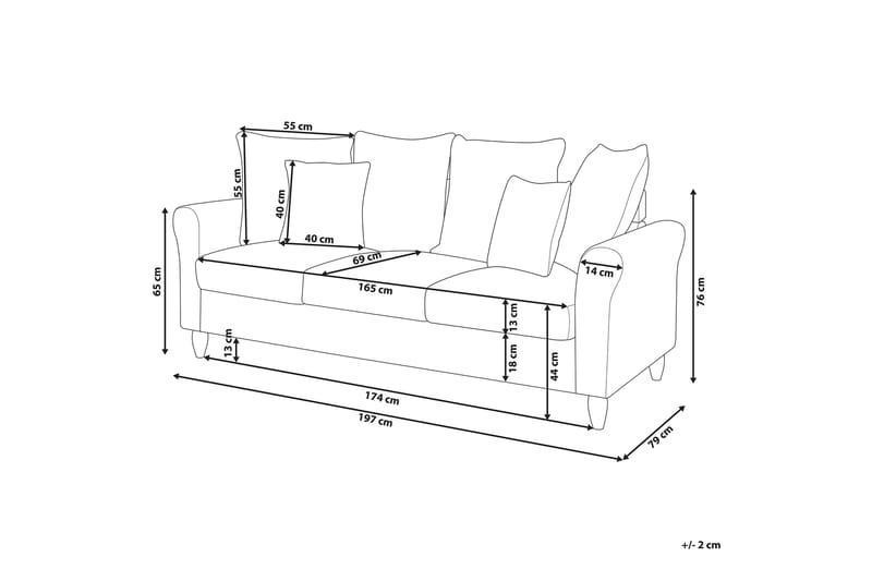 BRENDI Soffa Sammet Svart - Sammetssoffor - 3-sits soffor