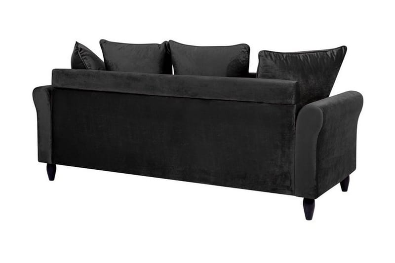 BRENDI Soffa Sammet Svart - Sammetssoffor - 3-sits soffor