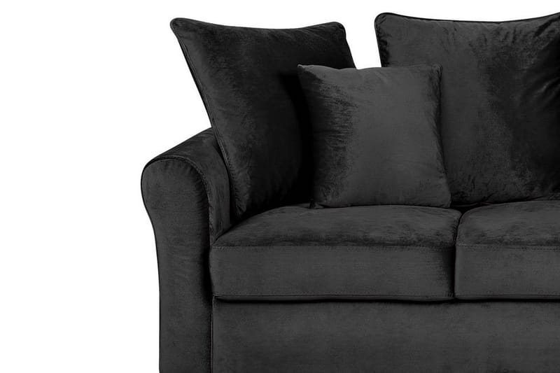 BRENDI Soffa Sammet Svart - Sammetssoffor - 3-sits soffor