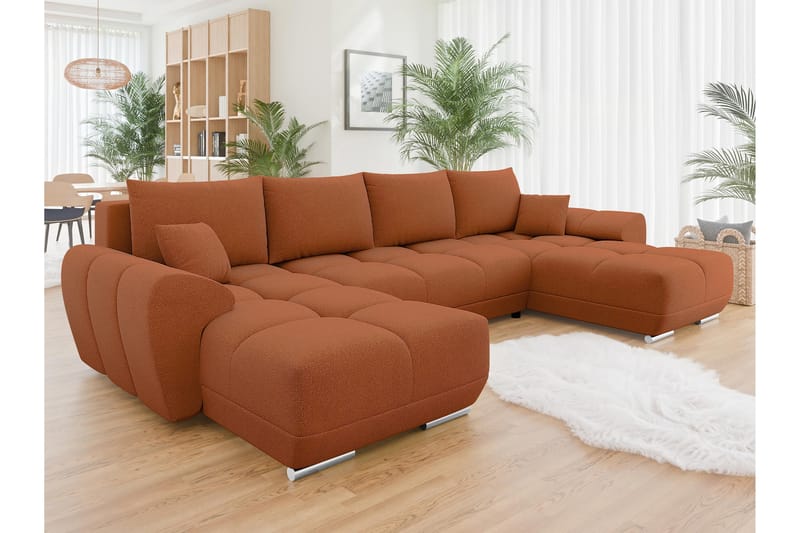 Simerly Bäddsoffa Dubbeldivan 4-sits - Orange - Möbler - Vardagsrum - Bäddsoffor - U bäddsoffa