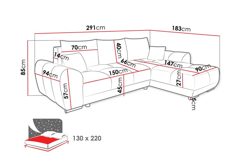 Simerly Soffa med Divan 3-sits - Beige - Möbler - Vardagsrum - Soffor - Divansoffa & schäslong