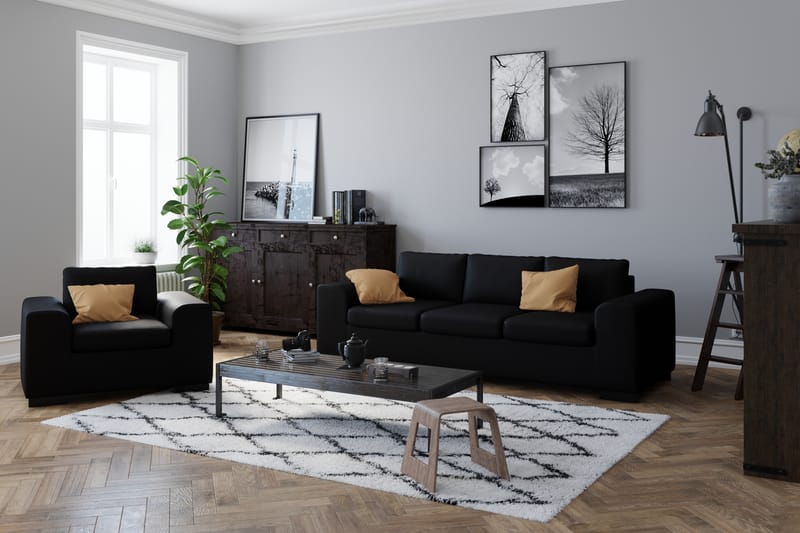 CONNECT 3-sits Soffa Konstläder Svart - Möbler - Vardagsrum - Soffor - Skinnsoffor