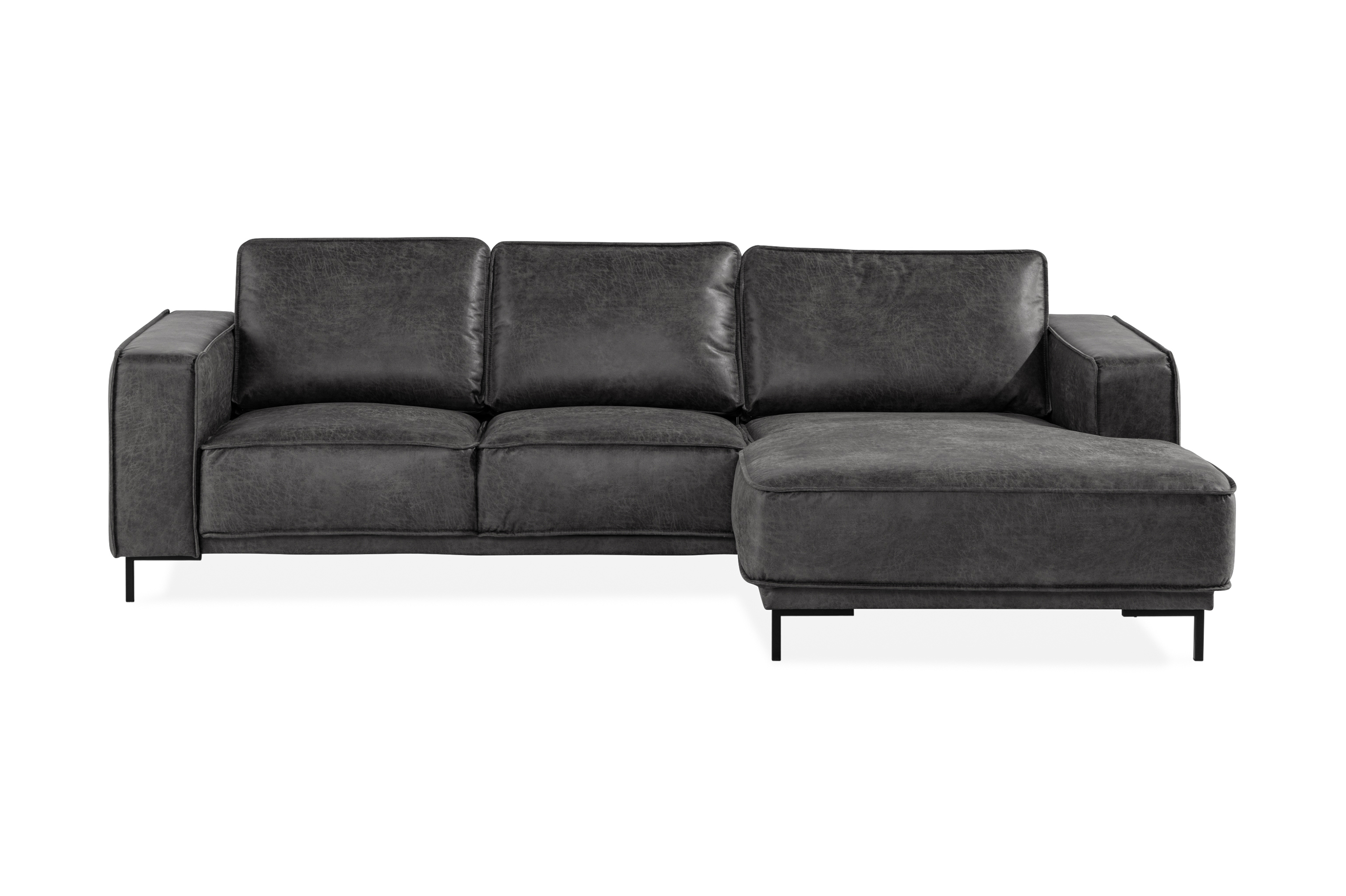 EMRIK 2-sits Soffa med Divan Höger Bonded Leather - Skinnsoffor