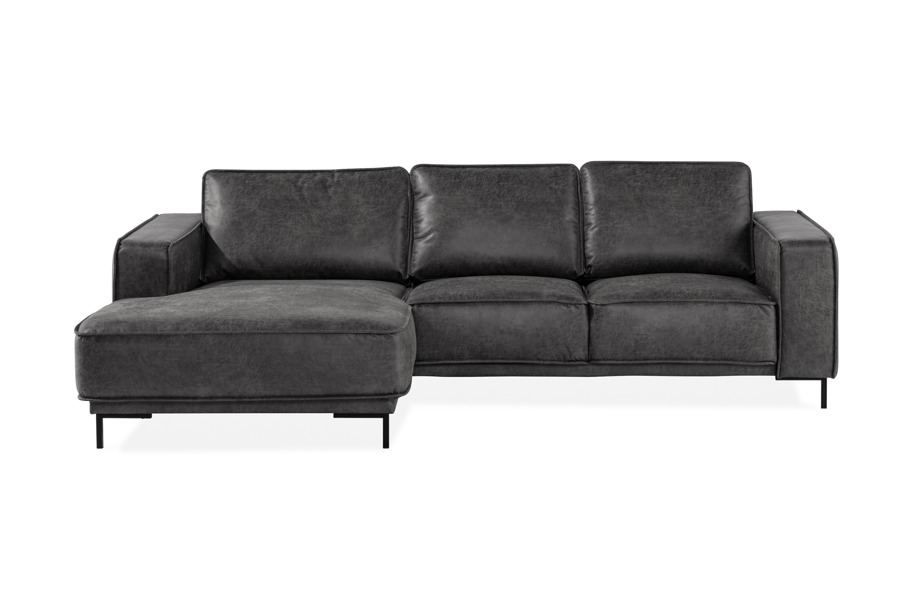 EMRIK 2-sits Soffa med Divan Vänster Bonded Leather - Skinnsoffor