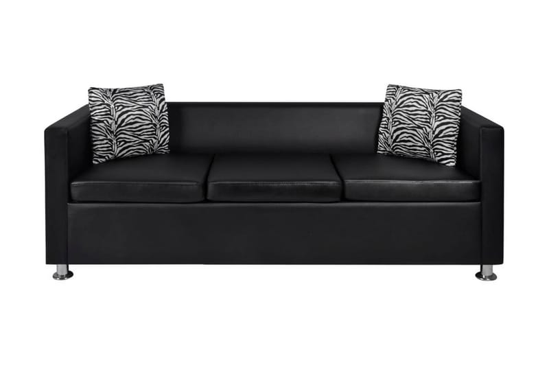 Soffa 3-sits konstläder svart - Svart - Möbler - Vardagsrum - Soffor - Skinnsoffor