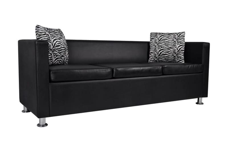 Soffa 3-sits konstläder svart - Svart - Möbler - Vardagsrum - Soffor - Skinnsoffor