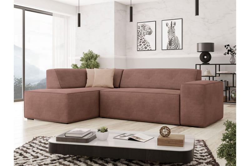 Slucajno Soffa med Schäslong 3-sits - Rosa/Beige - Möbler - Vardagsrum - Soffor - Divansoffa & schäslong