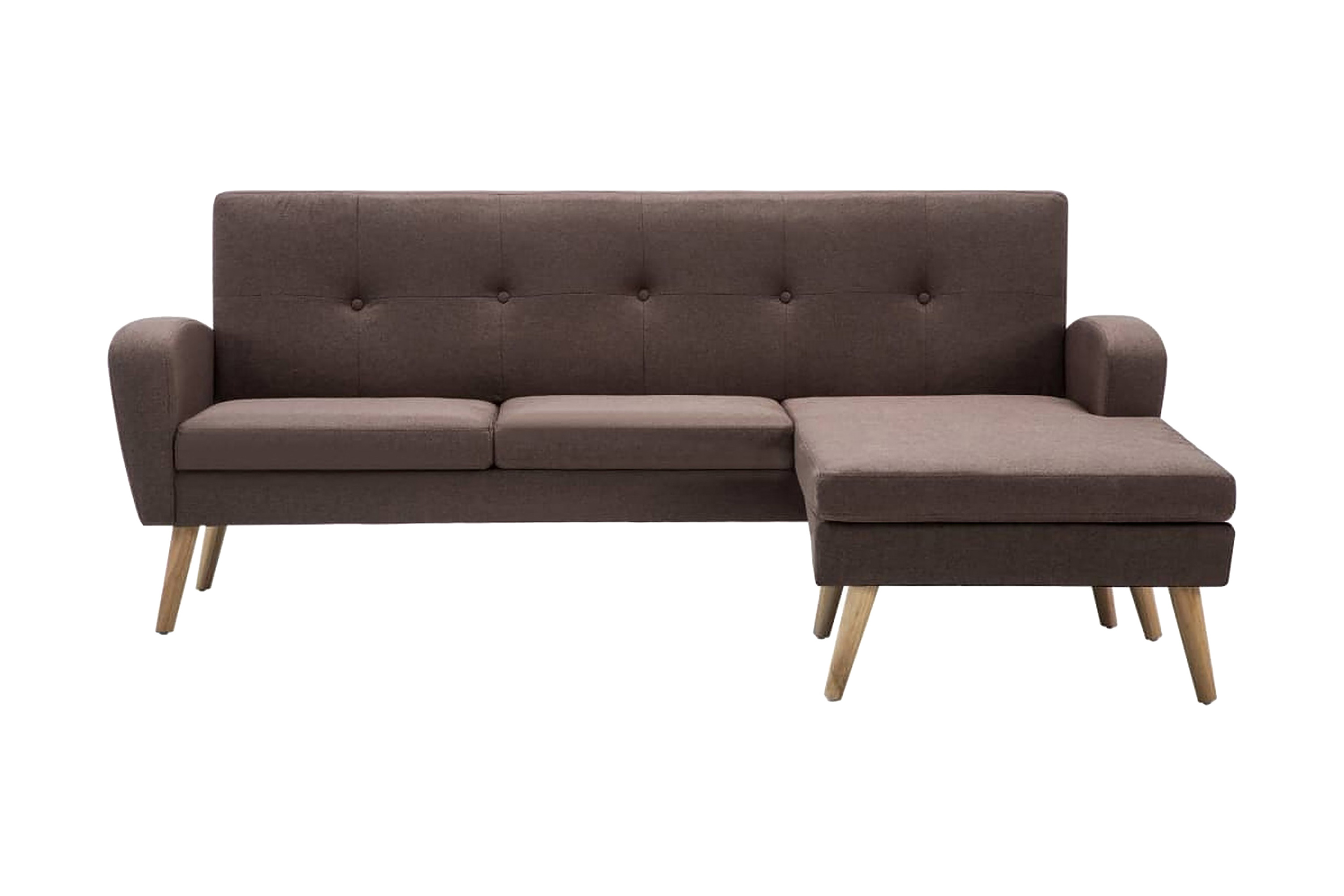 Soffa L-formad tygklädsel 186x136x79 cm brun – Brun