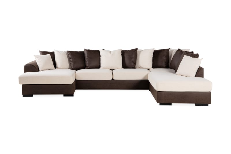 AUSTIN U-Soffa Divan Vänster inkl Kuvertkuddar Beige/Brun - Möbler - Vardagsrum - Soffor - U-soffor