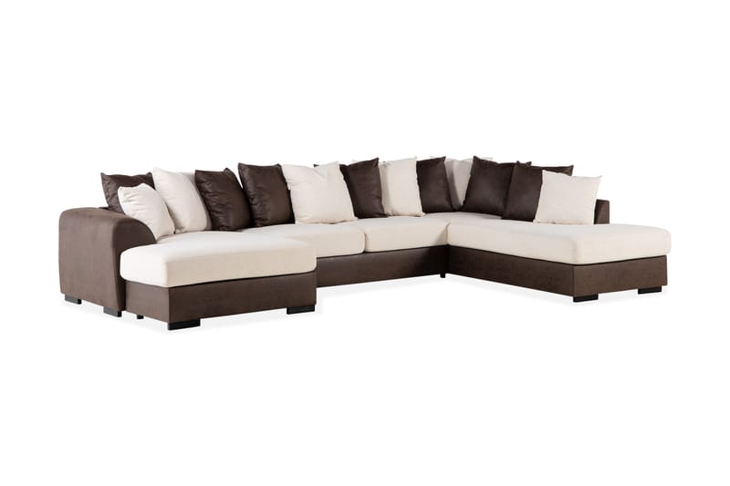 AUSTIN U-Soffa Divan Vänster inkl Kuvertkuddar Beige/Brun - Möbler - Vardagsrum - Soffor - U-soffor