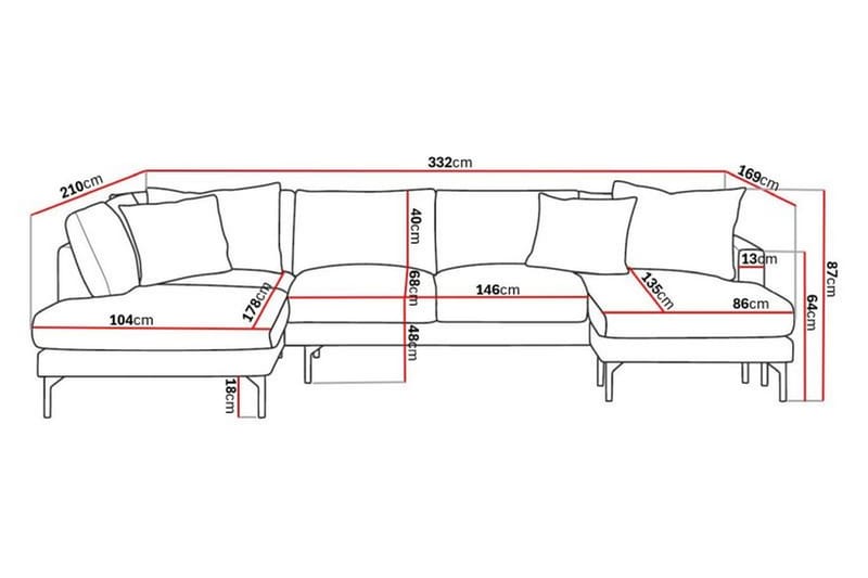 CONCAN 5-sits U-Soffa Grå - Möbler - Vardagsrum - Soffor - U-soffor