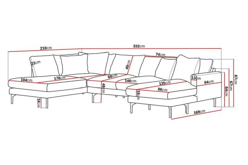 CONCAN 5-sits U-Soffa Grå - Möbler - Vardagsrum - Soffor - U-soffor