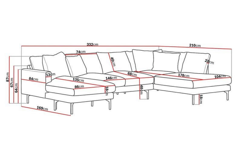 CONCAN 5-sits U-Soffa Grå - Möbler - Vardagsrum - Soffor - U-soffor