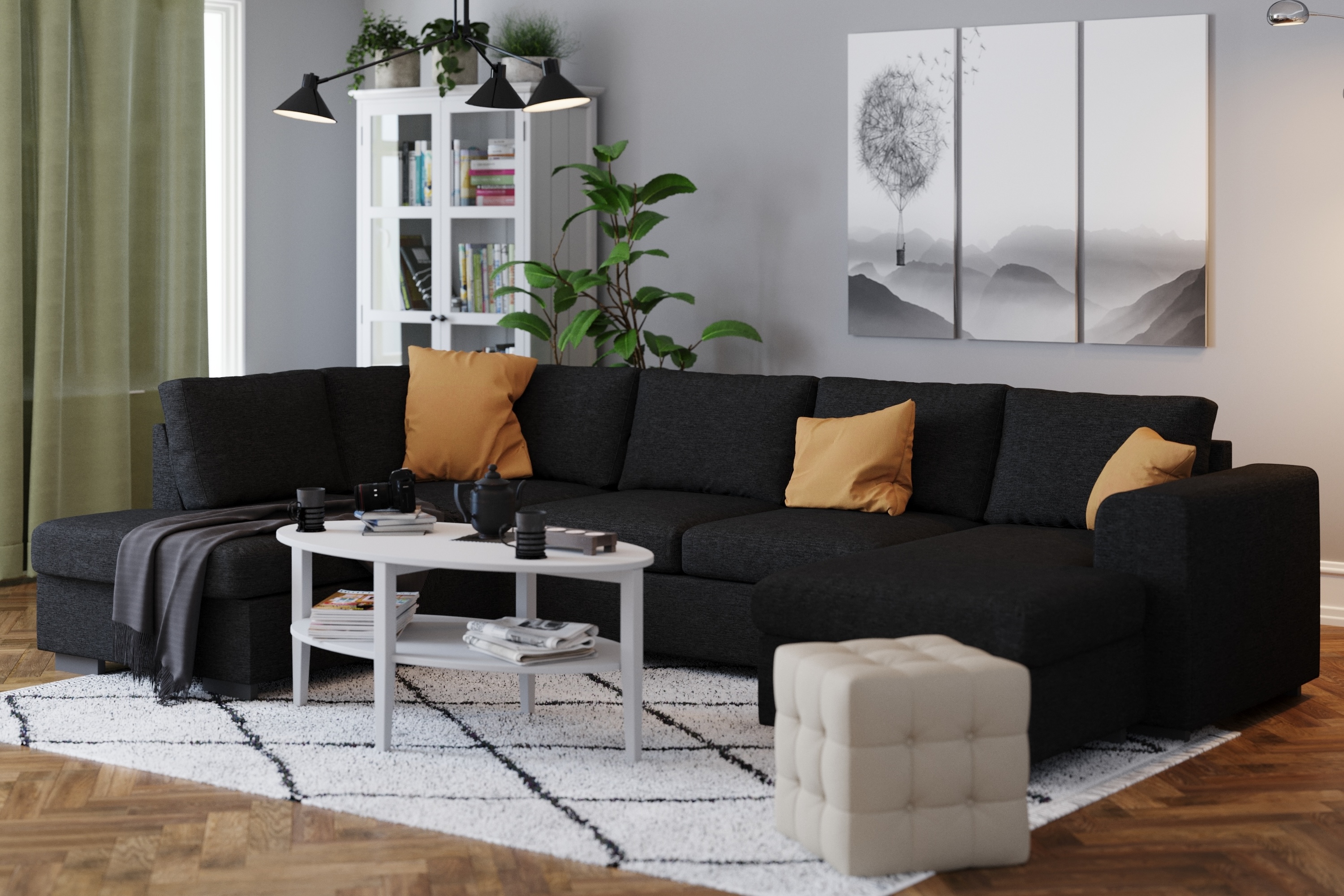 Scandinavian Choice CONNECT U-soffa XXL med Divan Höger Svart - U-soffor