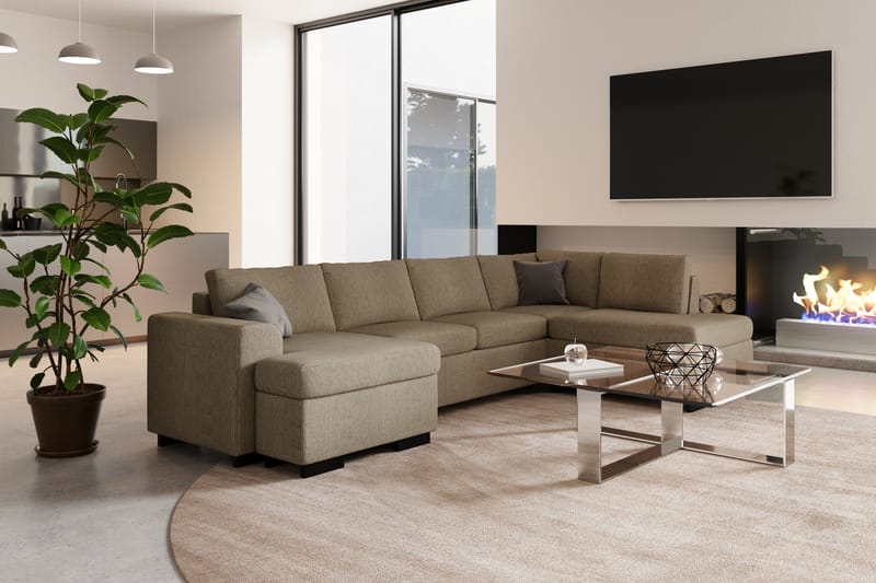 CONNECT U-soffa XXL med Divan Vänster Beige - Möbler - Vardagsrum - Soffor - U-soffor