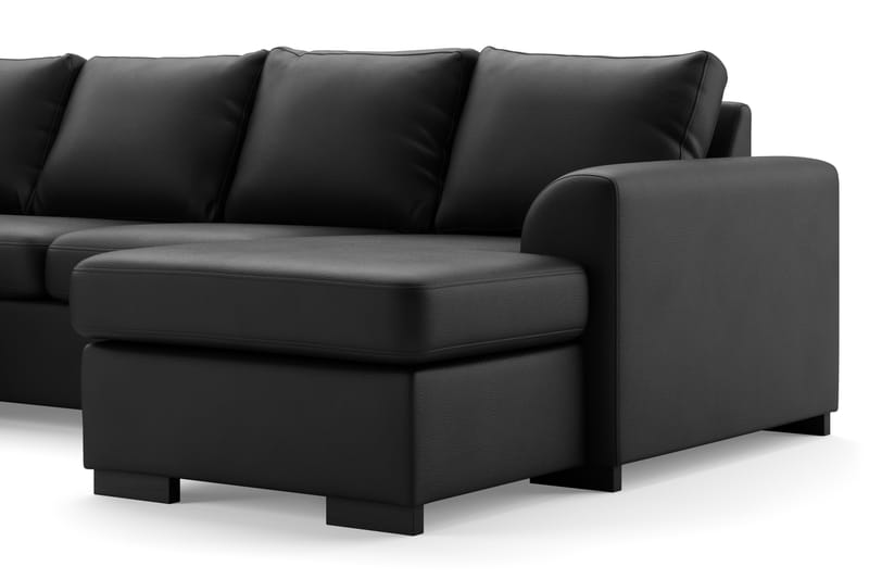 DAWSON U-soffa Large med Divan Höger Konstläder Svart - Möbler - Vardagsrum - Soffor - U-soffor