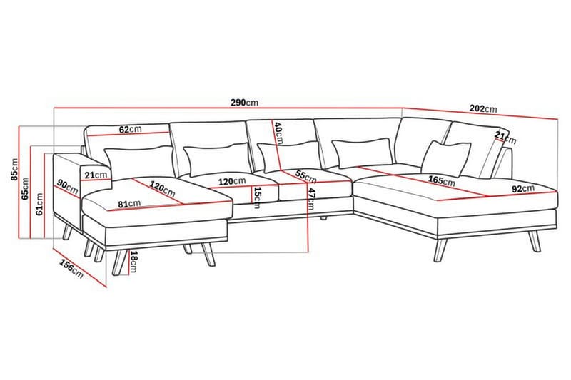 TULSA Compact U-Soffa Sammet Grå - Möbler - Vardagsrum - Soffor - U-soffor