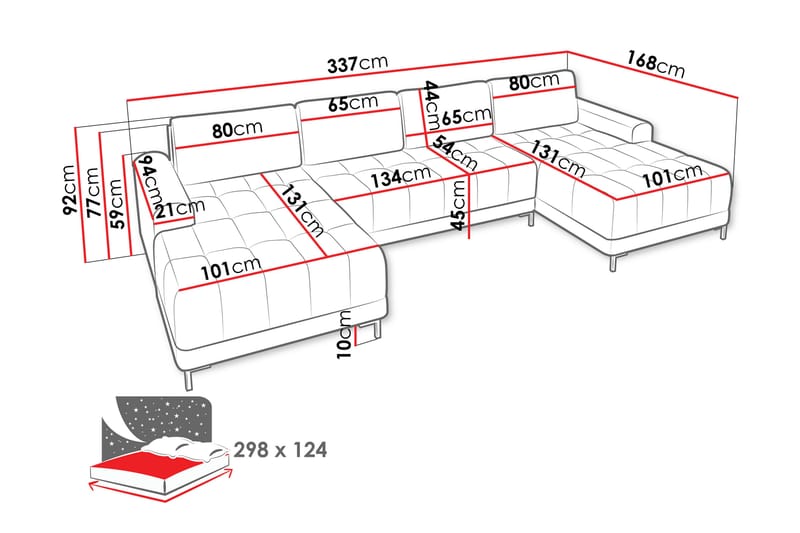 Vilshult Soffa Dubbeldivan 4-sits - Grå - Möbler - Vardagsrum - Soffor - U-soffor