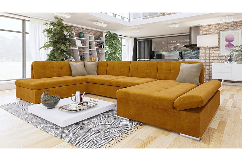 Zumar Soffa med Divan och Schäslong 4-sits - Gul/Beige - Möbler - Vardagsrum - Soffor - U-soffor