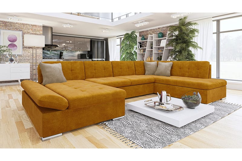 Zumar Soffa med Divan och Schäslong 4-sits - Gul/Beige - Möbler - Vardagsrum - Soffor - U-soffor