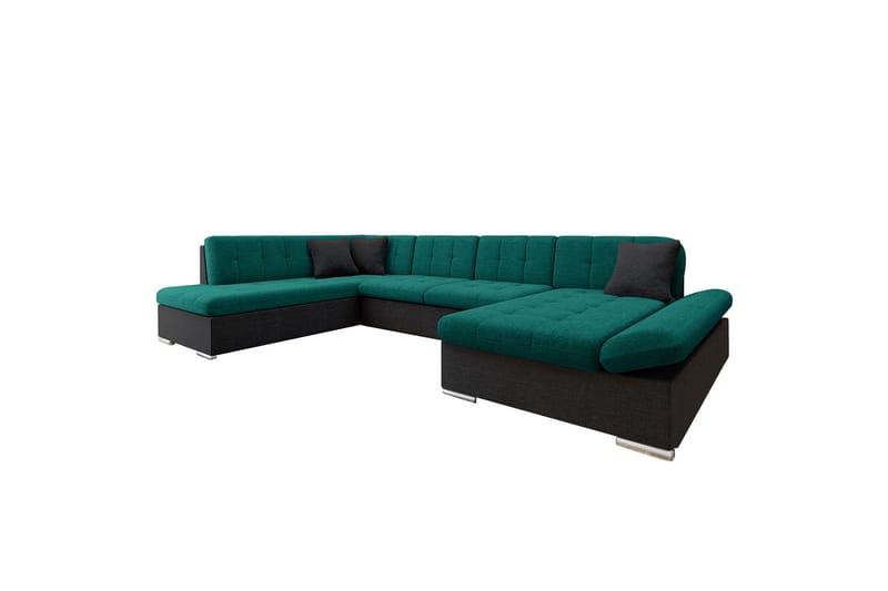 Zumar Soffa med Divan och Schäslong 4-sits - Svart/Grön - Möbler - Vardagsrum - Soffor - U-soffor