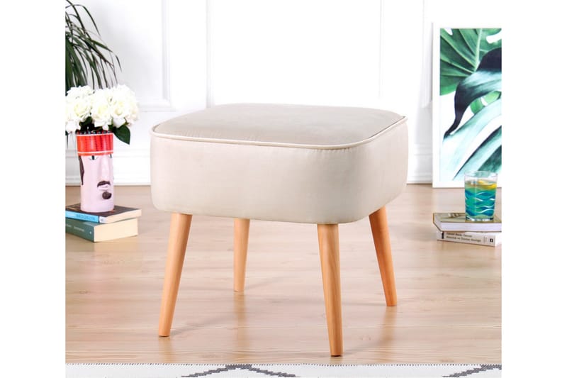 Anaro Sittpuff 45 cm Rektangulär Beige - Möbler - Vardagsrum - Stolar & sittmöbler - Sittpuff