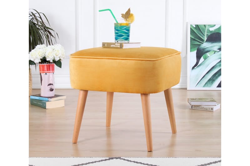 Anaro Sittpuff 45 cm Rektangulär Gul - Möbler - Vardagsrum - Stolar & sittmöbler - Sittpuff