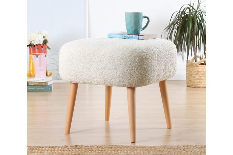 Anaro Sittpuff 45 cm Rektangulär Vit - Möbler - Vardagsrum - Stolar & sittmöbler - Sittpuff