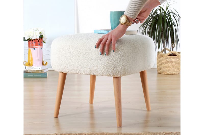 Anaro Sittpuff 45 cm Rektangulär Vit - Möbler - Vardagsrum - Stolar & sittmöbler - Sittpuff