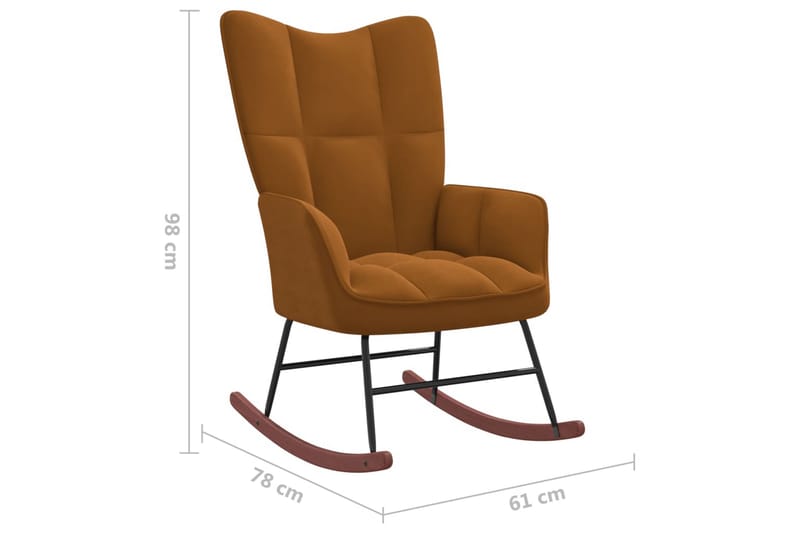 Gungstol med fotpall brun sammet - Brun - Möbler - Vardagsrum - Stolar & sittmöbler - Snurrstolar & gungstolar