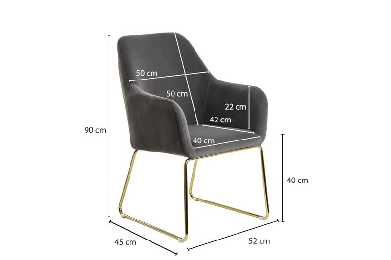 SENECA Karmstol Antracit/Guld - Möbler - Vardagsrum - Stolar & sittmöbler - Karmstolar