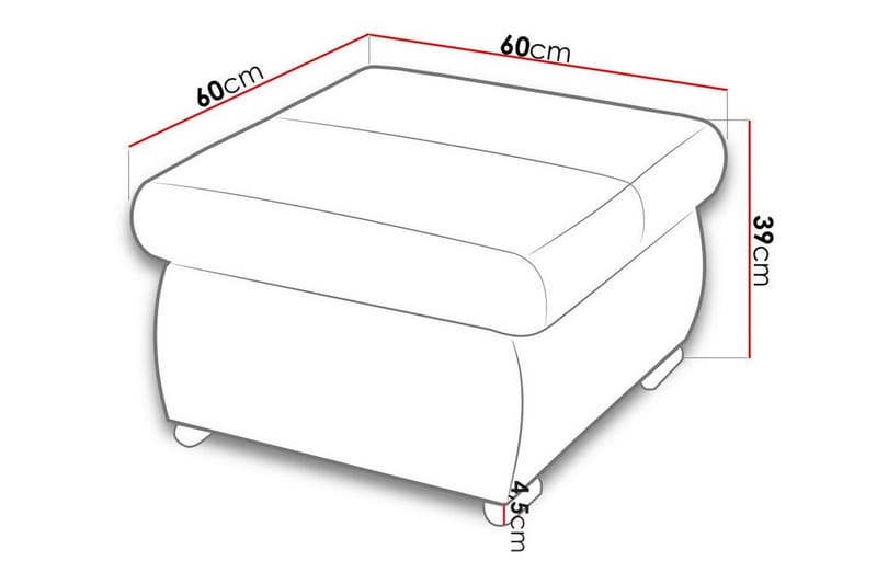 Cerys Fotpall 60 cm Ljusgrå/Mörkgrå - Möbler - Vardagsrum - Stolar & sittmöbler - Pallar - Fotpall