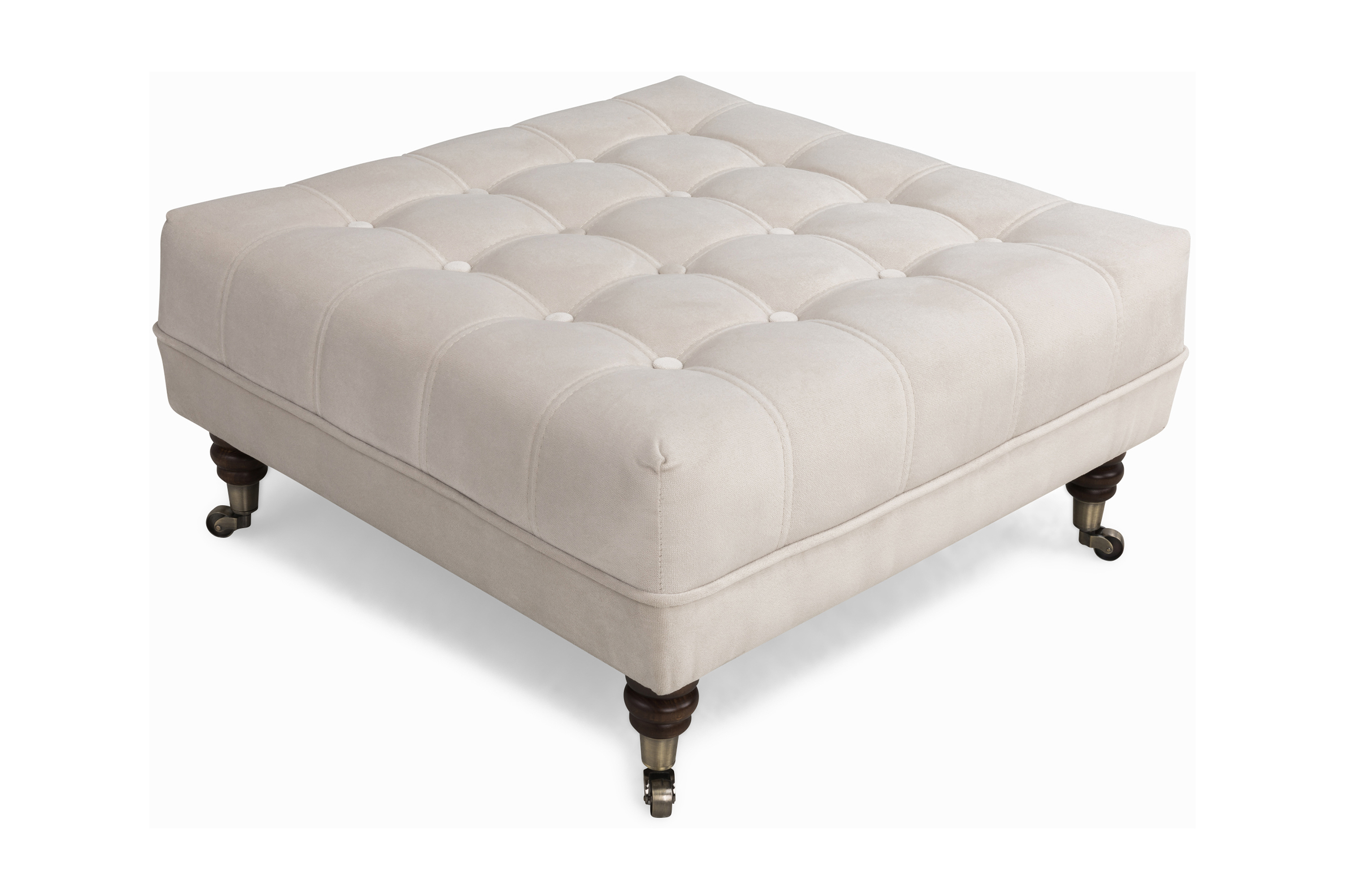 CHESTERFIELD DELUXE Fotpall Fyrkantig 70 Sammet Beige –