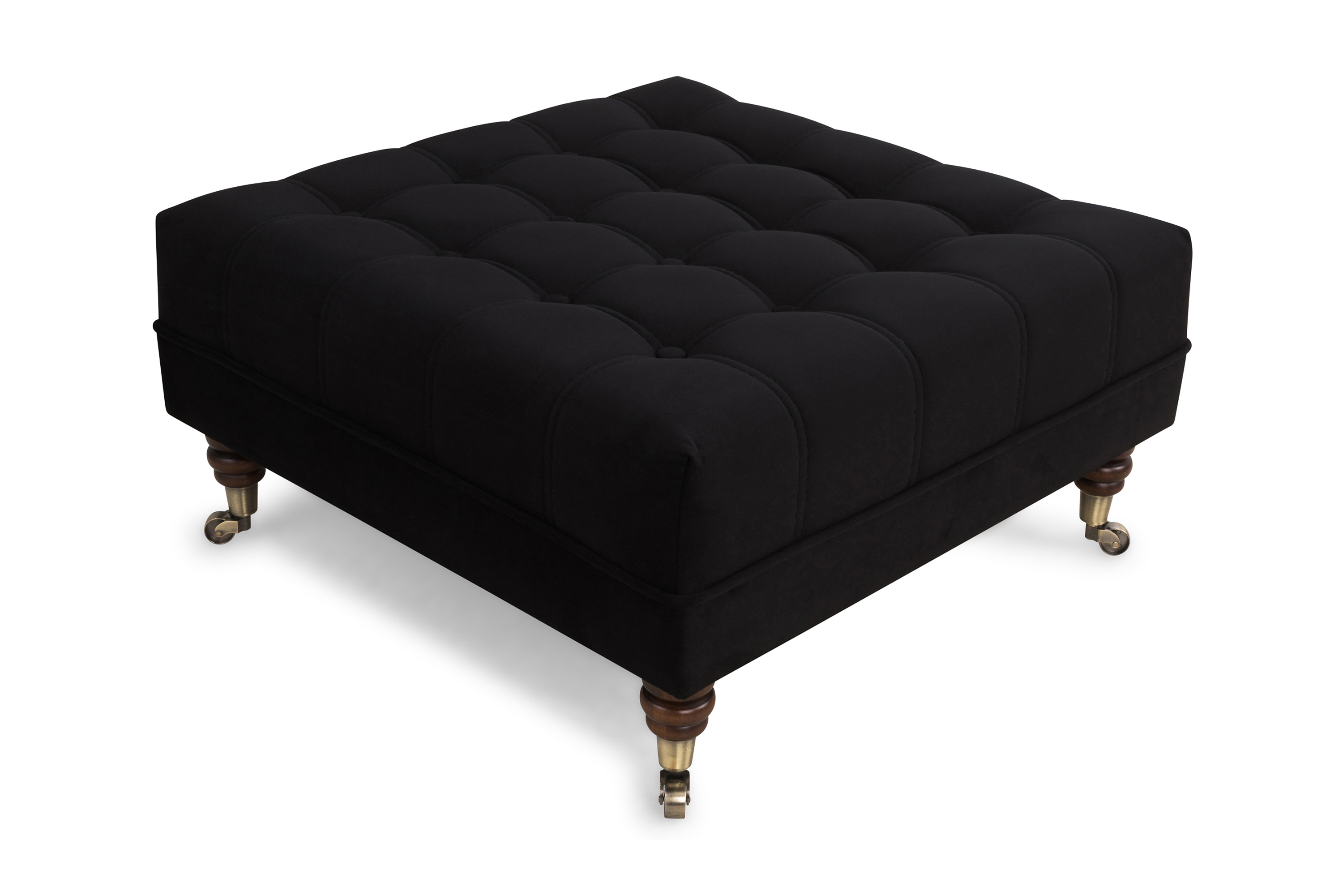 CHESTERFIELD DELUXE Fotpall Fyrkantig 70 Sammet Svart –